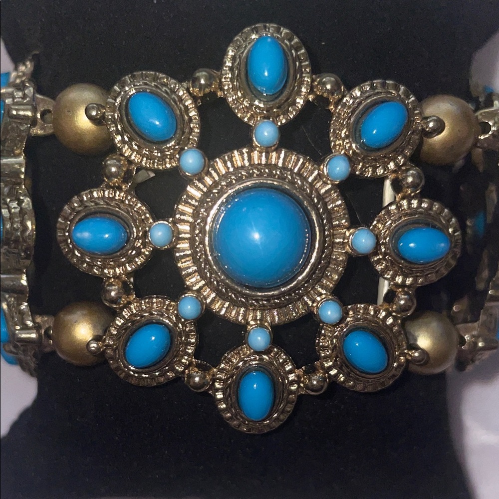Faux Turquoise Bracelet Vintage Southwest Style Native American Stretch Gorgeous